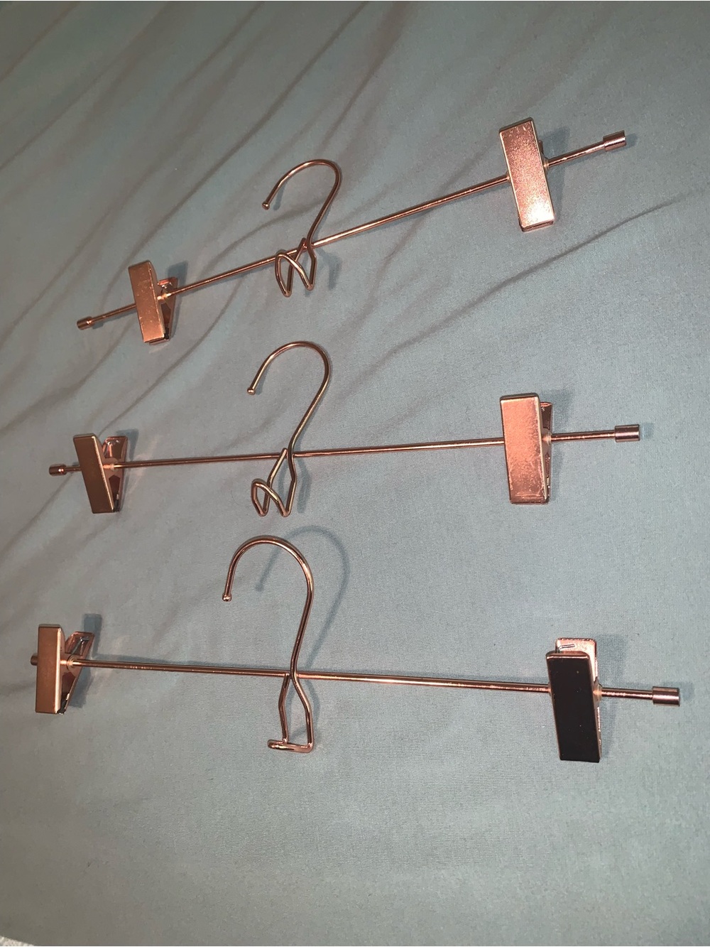 Rose Gold Metal Clip Hangers for Pants & Skirts - Set of 3